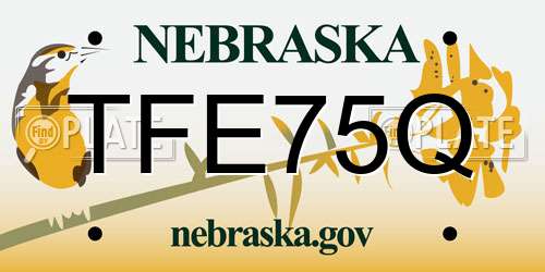 TFE75Q Nebraska License Plate