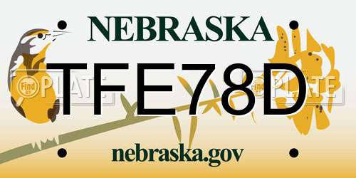 TFE78D Nebraska License Plate