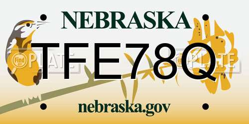 TFE78Q Nebraska License Plate