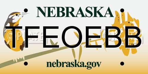 TFEOEBB Nebraska License Plate