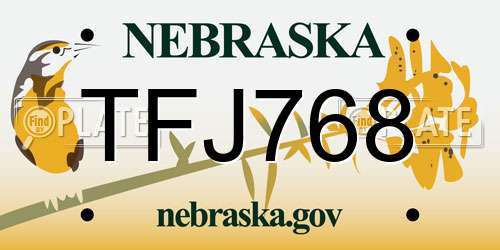 TFJ768 Nebraska License Plate