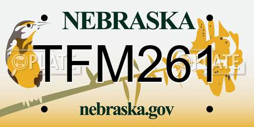 TFM261 Nebraska License Plate