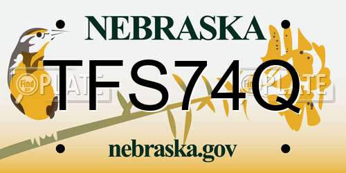 TFS74Q Nebraska License Plate