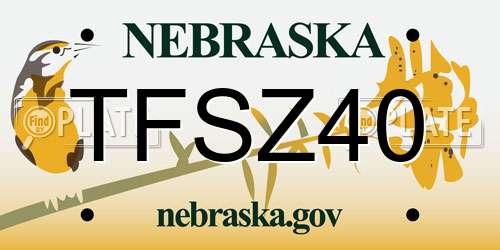 TFSZ40 Nebraska License Plate