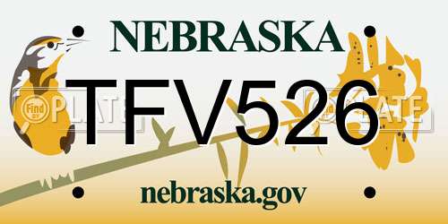 TFV526 Nebraska License Plate