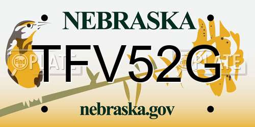 TFV52G Nebraska License Plate
