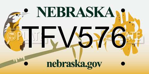 TFV576 Nebraska License Plate