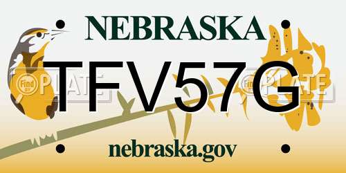 TFV57G Nebraska License Plate