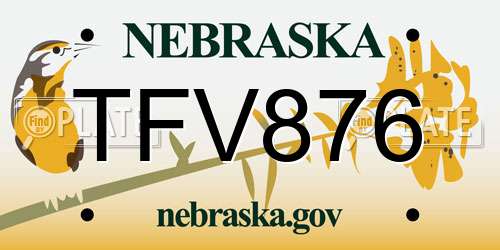 TFV876 Nebraska License Plate