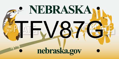 TFV87G Nebraska License Plate