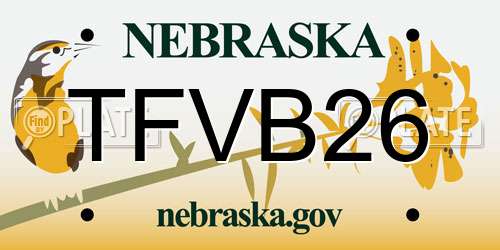 TFVB26 Nebraska License Plate