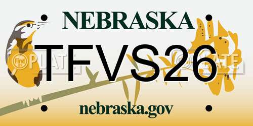 TFVS26 Nebraska License Plate