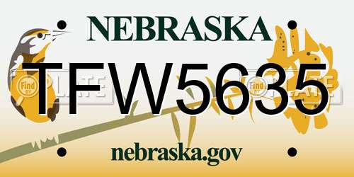 TFW5635 Nebraska License Plate