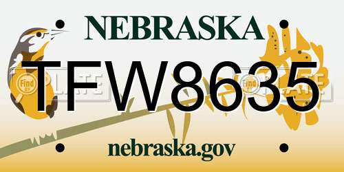TFW8635 Nebraska License Plate