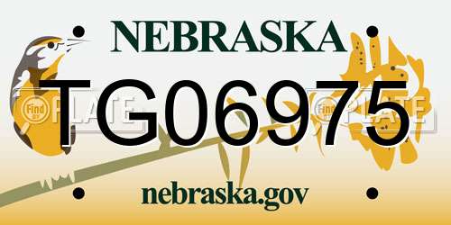 TG06975 Nebraska License Plate