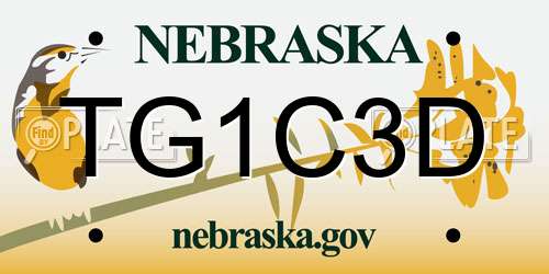 TG1C3D Nebraska License Plate