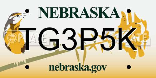 TG3P5K Nebraska License Plate