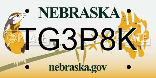 TG3P8K Nebraska License Plate