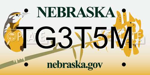 TG3T5M Nebraska License Plate