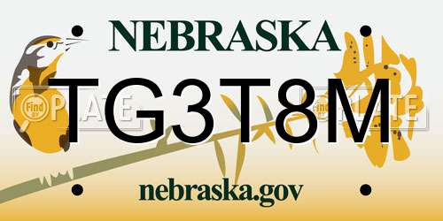 TG3T8M Nebraska License Plate