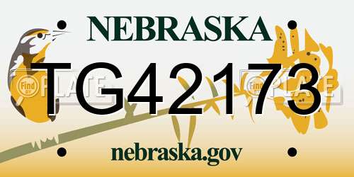 TG42173 Nebraska License Plate