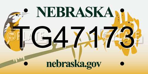 TG47173 Nebraska License Plate