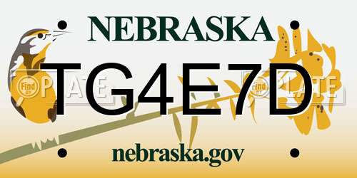 TG4E7D Nebraska License Plate