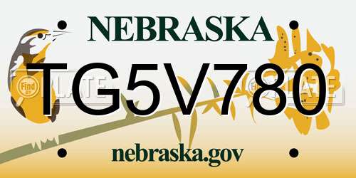TG5V780 Nebraska License Plate