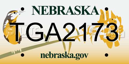 TGA2173 Nebraska License Plate