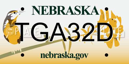 TGA32D Nebraska License Plate