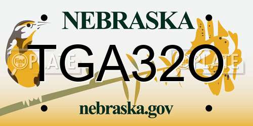 TGA32O Nebraska License Plate