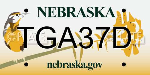 TGA37D Nebraska License Plate