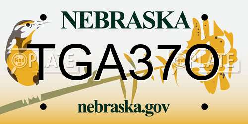 TGA37O Nebraska License Plate