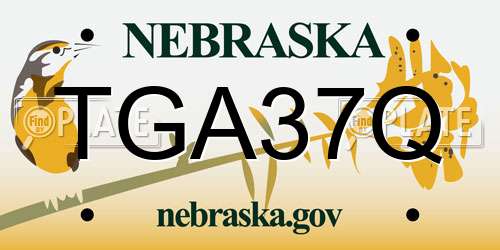 TGA37Q Nebraska License Plate
