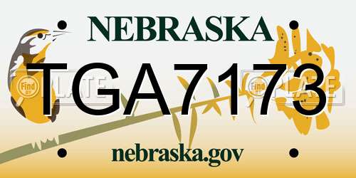 TGA7173 Nebraska License Plate