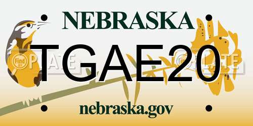 TGAE20 Nebraska License Plate