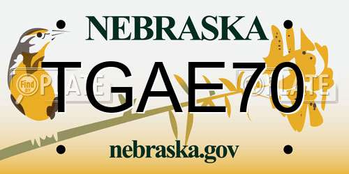 TGAE70 Nebraska License Plate