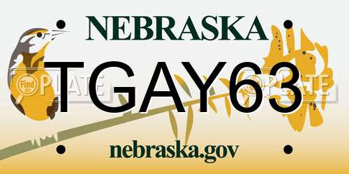 TGAY63 Nebraska License Plate
