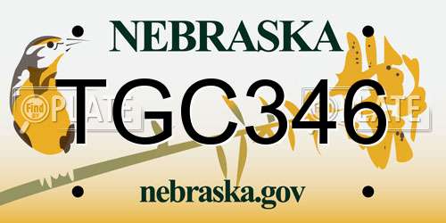 TGC346 Nebraska License Plate