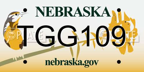 TGG109 Nebraska License Plate
