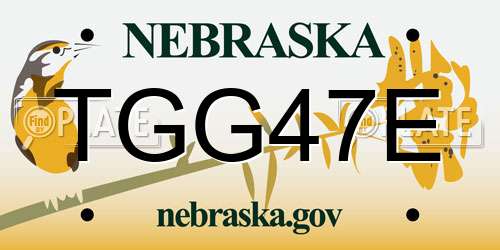 TGG47E Nebraska License Plate