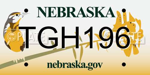 TGH196 Nebraska License Plate