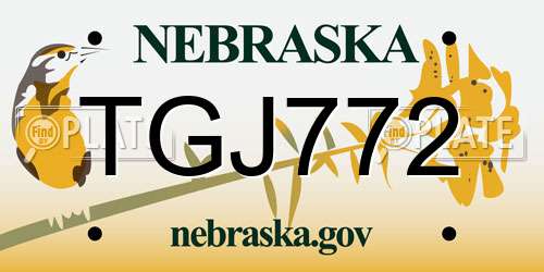 TGJ772 Nebraska License Plate