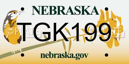 TGK199 Nebraska License Plate