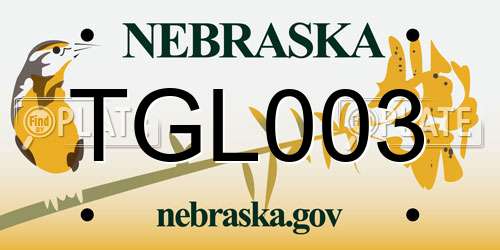 TGL003 Nebraska License Plate