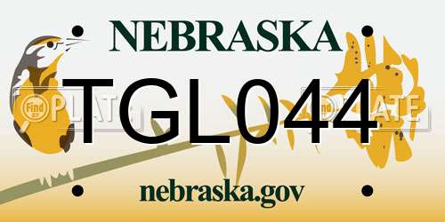TGL044 Nebraska License Plate