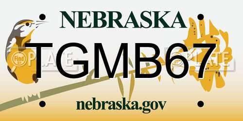 TGMB67 Nebraska License Plate