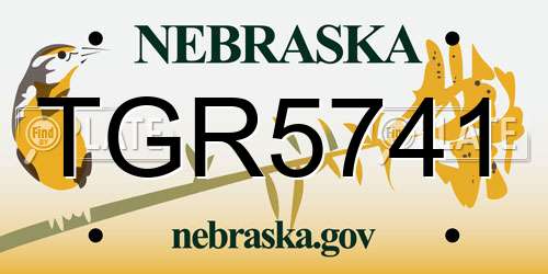 TGR5741 Nebraska License Plate