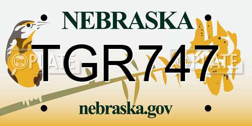 TGR747 Nebraska License Plate