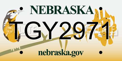 TGY2971 Nebraska License Plate